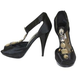 STEVE MADDEN Jeweled Satin Peep Toe Heels 6